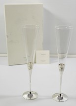 K) Vera Wang Wedgwood With Love Silver Plate Toasting Flute Glasses Pair - $49.49