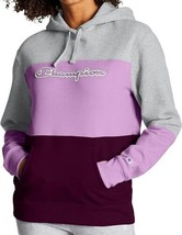 Champion Womens Powerblend Colorblocked Hoodie Size X-Small Color Gray/Purple - £43.07 GBP