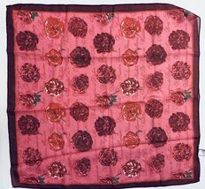 VTG Elaine Gold For Collection Red Roses Types Thin 20&quot; Square Sheer Pol... - $22.72