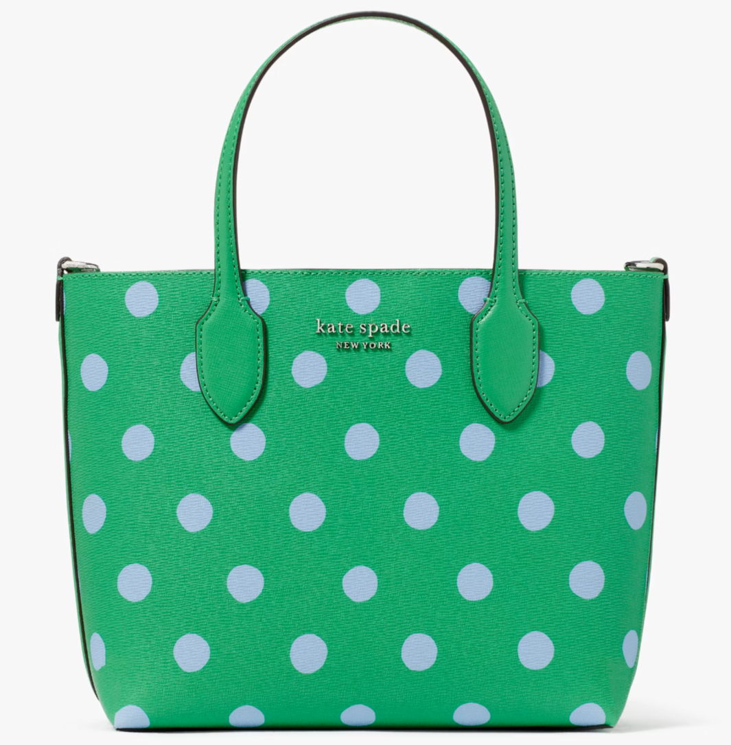 Kate Spade Bleecker Green Medium Crossbody Tote Blue Dot KF803 Purse NWT $248