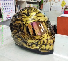 Gold Custom Airbrushed Motorcycle Helmet - £286.74 GBP