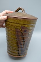 Stoneware Handmade Lidded Pottery Vase Pot German Style Drip Glaze Unsigned - £46.25 GBP