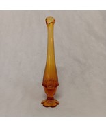 Fenton Valencia Swung Glass Vase 12.5&quot; Amber Mid Century Modern - £29.13 GBP