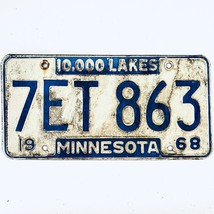 1968 United States Minnesota Lakes Passenger License Plate 7ET 863 - $242.38 MXN