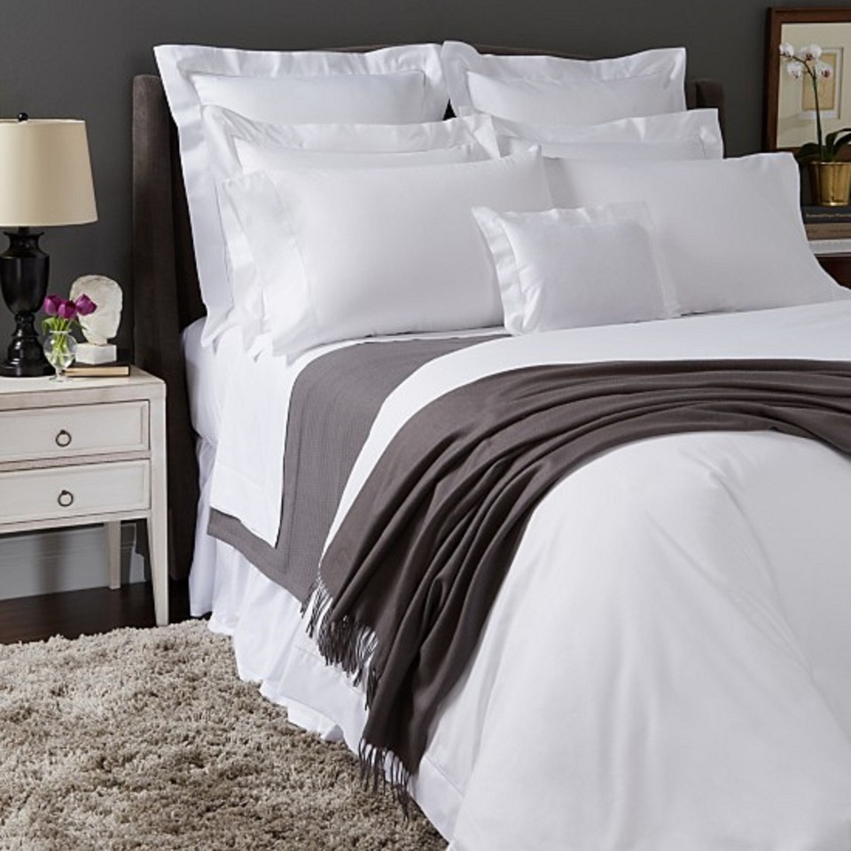 Sferra  Corto Celeste White Standard Pillowcases Cotton Percale 406TC Italy NEW Item image 3