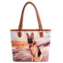 MONTANA WEST Dogs Collection Art Canvas Tote Handbag 970-8112 BrownTrim~... - $32.80