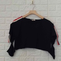 Hot &amp; Delicious black crop top with racing stripes - £20.17 GBP