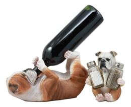 Meatball English Bulldog Wine Holder And Salt Pepper Shakers Holder Figu... - $50.95