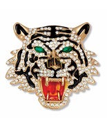 PalmBeach Jewelry Goldtone Marquise Cut Green Crystal and Enamel Tiger P... - £14.03 GBP