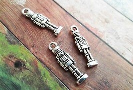 4 Nutcracker Charms Pendants Antiqued Silver Christmas Charms 2 Sided 27mm - $5.14