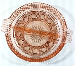 Vintage Indiana DIVIDED RELISH DISH Pink Depression Glass  7” in Diameter - $6.33