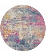 8&#39; Blue And Pink Round Abstract Power Loom Area Rug - €192,43 EUR