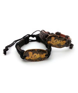 Adjustable Threaded Leather Bracelet with a &quot;Love&quot; Design - Pick Color - $6.99