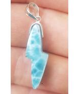 BLUE larimar handcarved 925 sterling silver Gemstone RAY pendant (l-124) - $399.90 MXN