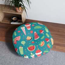 Quirky Summer Food Watermelon Ice Cream Cocktail Pattern Tufted Floor Pillow, Ro - £96.81 GBP+