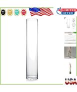 Thick Durable 4&quot;W x 20&quot;H Clear Glass Vase - Ideal for Centerpieces &amp; Can... - $83.61 CAD