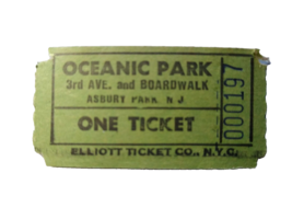 Asbury Park Oceanic Park On Boardwalk Amusement Park Ticket Stub Unused 1950s NJ - £12.10 GBP