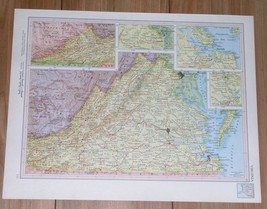 1951 Original Vintage Map Of Virginia Norfolk / Verso Washington Seattle - $29.05