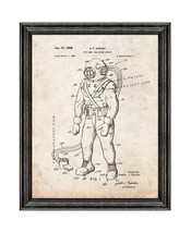 Toy Deep Sea Diver Outfit Patent Print Old Look with Black Wood Frame - £19.99 GBP+