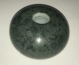 Green Marble Stone, Circular Round 3”W X 2”H - Candlestick Holder, R.O.C. - £8.83 GBP