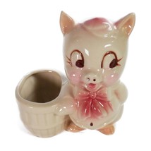 Vtg 1950&#39;s Shawnee Pottery Porky Pig Planter Nursery 2&quot; Flower Pot Pink ... - $9.99