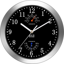 HITO 10 Inch Silent Wall Clock Battery Operated Non Ticking Glass Cover Silver A - $32.66