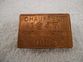 Vintage 1947 State Of Arizona Chauffeur Badge ( # 9038 ) - £23.08 GBP