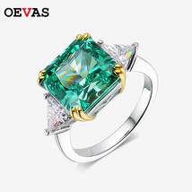 100% 925 Sterling Silver 10*10mm Emerald High Carbon Diamond Rings For Women Spa - £58.32 GBP