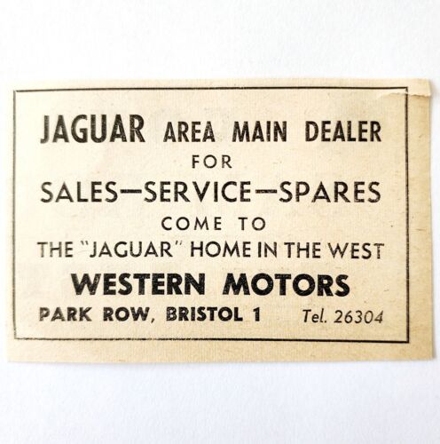 1954 Western Motors Jaguar Dealer Advertisement Import Automobilia Brist... - £15.06 GBP
