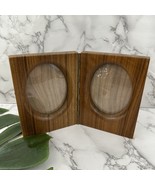 Vintage Rothschild Giftwoods Walnut Picture Frame Hinged Double Oval Ope... - $29.69