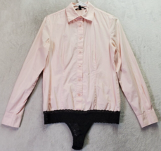 Victoria&#39;s Secret Bodysuits Womens Small Pink Long Sleeve Collared Butto... - £14.57 GBP