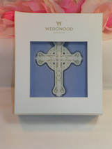 New Wedgwood White &amp; Tan Jasperware Cross  Christmas Tree Ornament Taupe Easter - £28.41 GBP