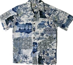 Paradise Bay Aloha Blue Hawaiian Reverse Print Short Sleeve Men&#39;s Shirt ... - $19.59