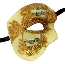 Cream Gold Music Phantom of Opera Men&#39;s Masquerade Venetian Half Mask - £11.62 GBP