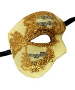 Cream Gold Music Phantom of Opera Men&#39;s Masquerade Venetian Half Mask - £11.82 GBP