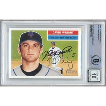 David Wright New York Mets Signed 2005 Topps Heritage Card BAS BGS Auto 10 Slab - £158.16 GBP