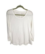 Women&#39;s Long-Sleeve White T-Shirt Scoop Neck Size M - $9.90