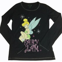 Vintage Y2K Disney Fairies Tinker Bell Long Sleeve Girls Top Size M (8-10) Black - $10.89