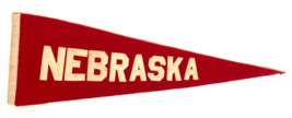 Vtg NEBRASKA Pennant-Felt-Triangle Flag Banner-Red White-Cornhuskers-16.5&quot; - $92.57