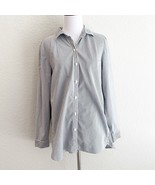 J.Jill Gray White Stripe Stretch Button Front Tunic Shirt Size Medium - $18.95