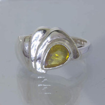 Yellow Africa Sapphire Pear 925 Silver Ring size 8.75 Unisex Cascade Design 195 - £63.35 GBP