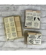 STAMPIN UP Wood Rubber Stamp Sets Lot Of 3 Sets New Greetings Baby More - $25.39