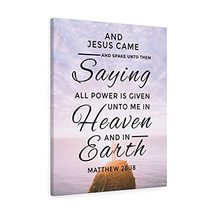 Express Your Love Gifts Scripture Canvas Heaven and Earth Matthew 28:18 Christia - £62.57 GBP