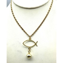 Christian Fish Wire Pendant Necklace, Unique Ichthus Faith in Gold Tone,... - £15.51 GBP
