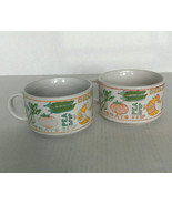 Vintage retro 1970&#39;s two large over size soup mugs handle soup vegetable... - $19.75