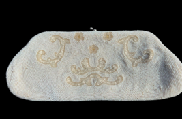 Vintage Ivory Beaded Hand Made in Belgium Evening Clutch Purse - £21.99 GBP