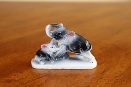 Vintage Mother &amp; Baby Calf Elephant Figurine Trunk Up Family Japan 3.25&quot;... - $178.32 MXN