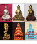  LARGE BUDDHA STATUE-Copper Metal Wood-Shakyamuni Guan-Yin-Boddhisattva ... - $54.99+