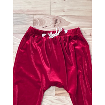 Peek... Jogger Pants Baby Girls 12-18 Months Red Velour Ruched Drawstring New - £11.14 GBP