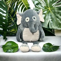 HUG FUN 18” Plush Elephant Gray Flip Eye Ribbed Front Stuffed Animal Toy Soft - £17.88 GBP